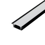 Kit 02 Perfis 1 Metro P/ Fita Led Slim Embutir 24x7 Preto