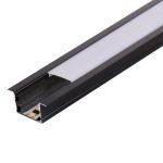 Kit 02 Perfis 1 Metro P/ Fita Led Slim Embutir 24x7 Preto