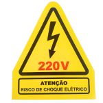 Adesivo Atenção Risco De Choque Elétrico Placa Sinalização 220v