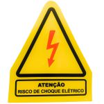 Adesivo Atenção Risco De Choque Elétrico Placa Sinalização Raio