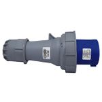Plugue de Tomada Industrial 2P+T 63A 220-240V 6H IP67 Azul