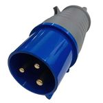 Plugue de Tomada Industrial 2P+T 32A 220-240V 6H IP44 Azul