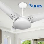 Ventilador de Teto 3 Pás Nina Branco C/ Plafon Led Borda Infinita 127V