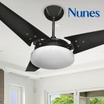 Ventilador de Teto Nunes Preto C/ Plafon Led 6500K Borda Infinita 127V