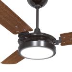 Ventilador De Teto Ventex Valen Led Preto 3 Pás Mogno 127v