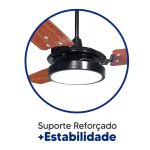 Ventilador De Teto Ventex Valen Led Preto 3 Pás Mogno 127v