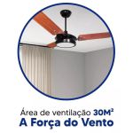 Ventilador De Teto Ventex Valen Led Preto 3 Pás Mogno 127v