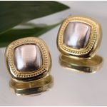 Brinco Quadrado Bicolor Dourado