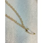 Colar Longo Dente Resina Verniz Dourado