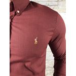 Camisa manga Longa PRL micro xadrez vinho