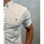 -Camisa Manga Curta Linho PRL Branco