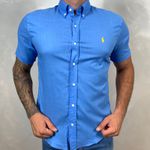Camisa Manga Curta Linho PRL Azul 