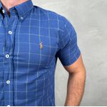 Camisa Manga Curta PRL Xadrez Azul