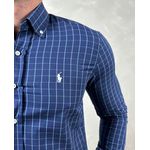 Camisa Manga Longa PRL Xadrez Azul Marinho⭐