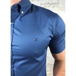 Camisa Manga curta TH azul metálico