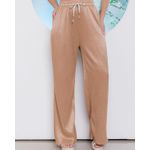 Calça Pantalona Plissada Bege