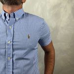 Camisa Manga Curta PRL Xadrez Azul