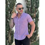 Camisa Manga Curta PRL Xadrez Fúcsia 