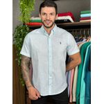 Camisa Manga Curta Linho PRL Azul.