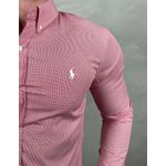 Camisa Manga Longa PRL Micro Xadrez Vermelho ⭐