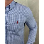 Camisa Manga Longa PRL Micro Xadrez Azul