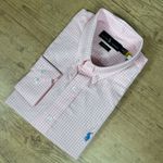 Camisa Manga Longa PRL Micro Xadrez Rosa