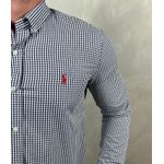 Camisa Manga Longa PRL Micro Xadrez Azul