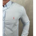 Camisa Manga Longa PRL Micro Xadrez Azul 