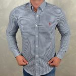 Camisa Manga Longa PRL Micro Xadrez Azul