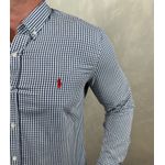 Camisa Manga Longa PRL Micro Xadrez Azul