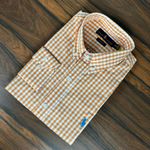 Camisa Manga Longa PRL Xadrez Laranja.