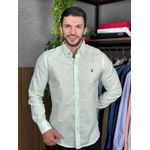 Camisa Manga Longa Linho PRL Verde. 