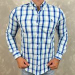 Camisa Manga Longa PRL Xadrez Azul⭐