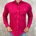 Camisa Manga Longa PRL Micro Xadrez Rosa