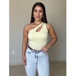 Body Marcela Nula Manga Amarelo Manteiga