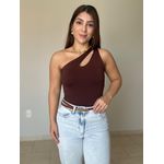 Body Marcela Nula Manga Marrom