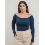 Blusa Amanda Ombro a Ombro Manga Longa Azul