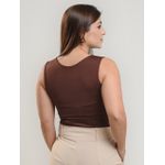 Body Lailla Alça Decote Quadrado Marrom