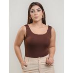 Body Milene Alça Decote Quadrado Marrom
