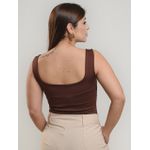 Body Milene Alça Decote Quadrado Marrom