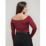 Blusa Amanda Ombro a Ombro Manga Longa Vermelha