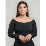 Blusa Amanda Ombro a Ombro Manga Longa Preta