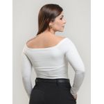 Blusa Amanda Ombro a Ombro Manga Longa Branca