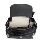 Mochila Bolsa Feminina - Preta - COURO LEGÍTIMO