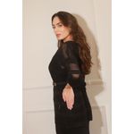 Cardigan Tricot Vazado - Preto