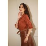 Blusa Babados Viscose - Marrom