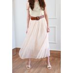 Saia Tule Plissada -Creme