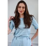 Blusa Tricot Listras -Azul