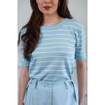 Blusa Tricot Listras -Azul