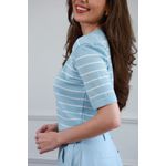 Blusa Tricot Listras -Azul